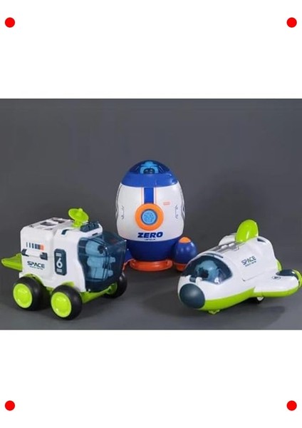 3'lü Sürtmeli Uzay Araçları Seti: Roket, Araba, Mekik fiyatları