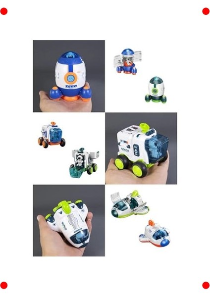 3'lü Sürtmeli Uzay Araçları Seti: Roket, Araba, Mekik fırsatları