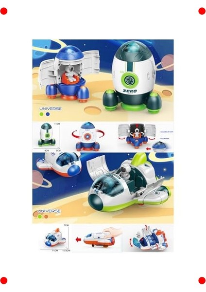 3'lü Sürtmeli Uzay Araçları Seti: Roket, Araba, Mekik indirimleri