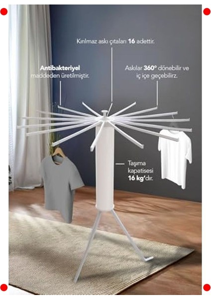 Dönebilen Katlanabilir Çamaşır Kurutma Askısı, Krem fiyatları