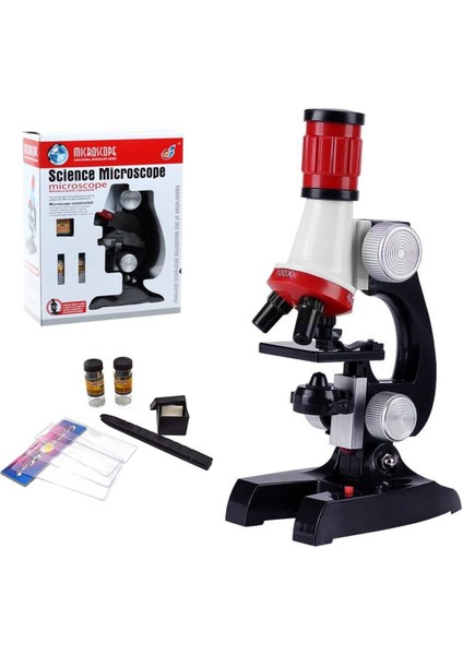 Eğitici Mikroskop Kiti Zoom 100X 400X 1200X LED Işıklı Öğretici Deney Seti