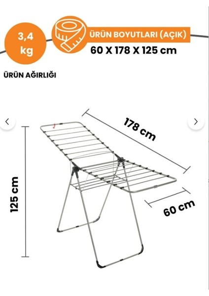Snapdry 2 Kanatlı Yer Tasarruflu ve Pratik Dayanıklı Metal Malzemeli Çamaşır Kurutmalık indirimleri