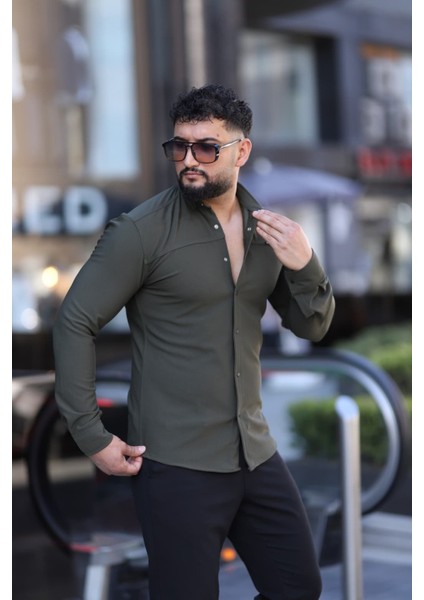 Slim Fit Uzun Kollu Klasik Yaka Düğmeli Gömlek - Şık & Günlük Kombin