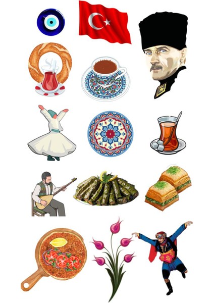 Türkiye Temalı Telefon Laptop Notebook Tablet Defter Matara Stiker Etiket ST2154