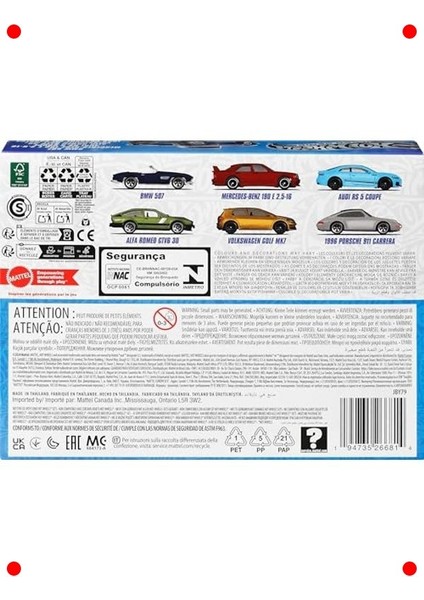 Avrupa Temalı Metal Model Arabalar - 6'lı Set modelleri