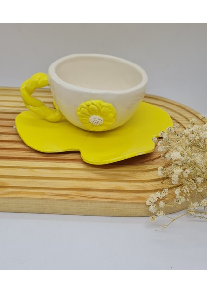 Papatya Çiçek Elyapımı Fincan indirimleri