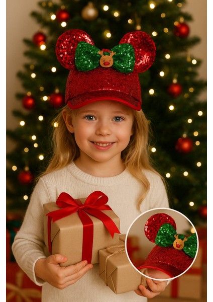 Kırmızı Payetli Yılbaşı Şapkası – Yeşil Fiyonklu, Geyik Figürlü, Her Yaşa Uygun Parti Aksesuarı fiyatları