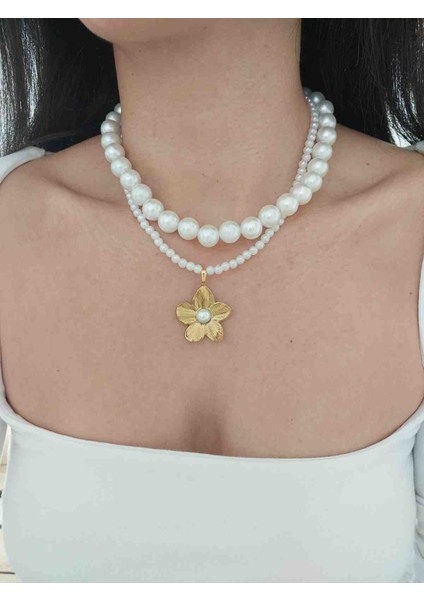 Kadın Incili Ikili Kolye