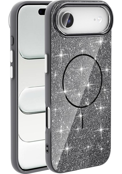 iPhone 17 Air Kılıf Okso Simli Manyetik Şarj Kapak