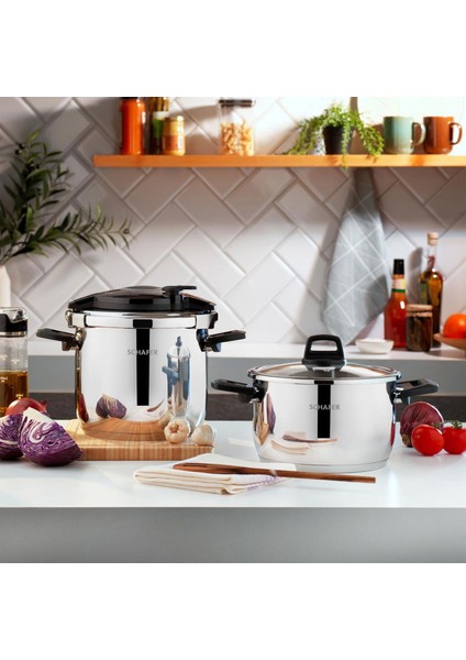 Optima Düdüklü Tencere Seti - Gri / Siyah - 6,5 Lt