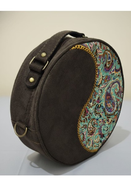 Otantik Mozaik Desen Kadife Yuvarlak Kadın Çantası fırsatları