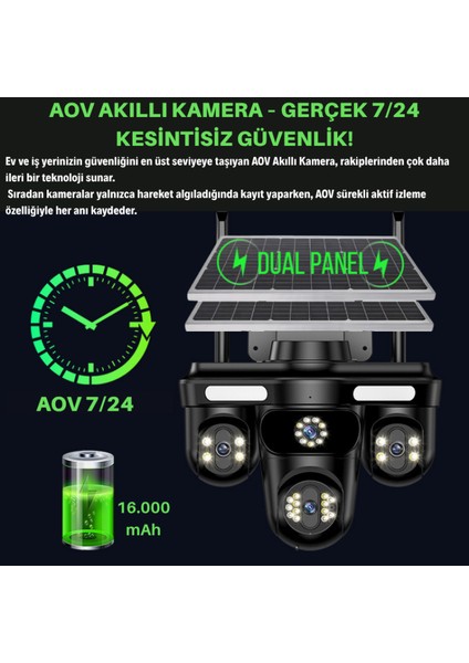 SNR-2 Dual Solar Güvenlik Kamerası AOV 4G Sim Kartlı PTZ Hareketli Gece Görüşlü Güneş Panelli Kamera fiyatları