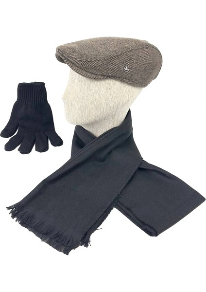 Erkek Günlük Yünlü Kombin Seti – Kasket Atkı Eldiven