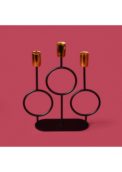 Deco Cerchio Şamdan - Siyah / Gold - 26 cm