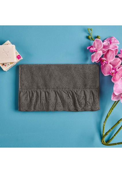 Soft Fırfırlı El Havlusu - Antrasit - 30X50 cm