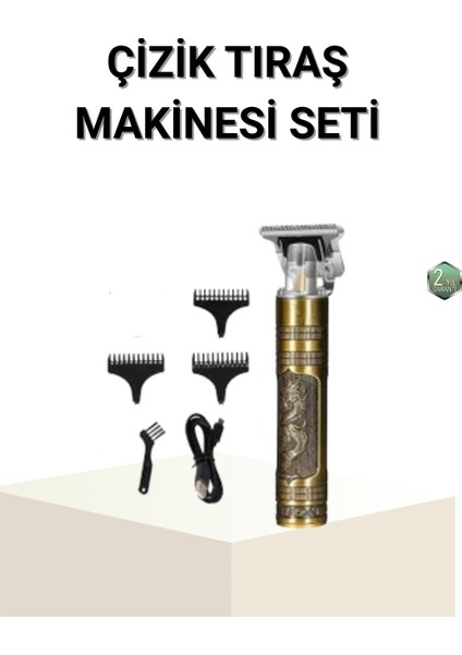 Nrzsnt T Bıçaklı Profesyonel Çizik Tıraş Makinesi Seti – 120 Dakika Kullanım, Şarjlı & Kablolu