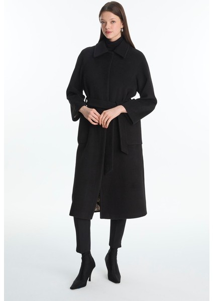 Cep Detaylı Kuşaklı Kaban Siyah 13829 fiyatları