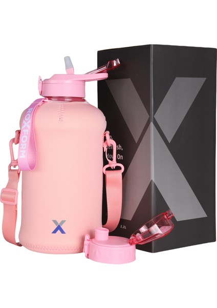 Suluk Matara 2200 Ml, Premium Pp Malzeme, Sağlıklı Bpa & Bps Içermez, Kılıflı, Çift Kapaklı, Koku Yapmaz, Sızdırmaz ve Dayanıklı, Pembe Kılıf, Pembe