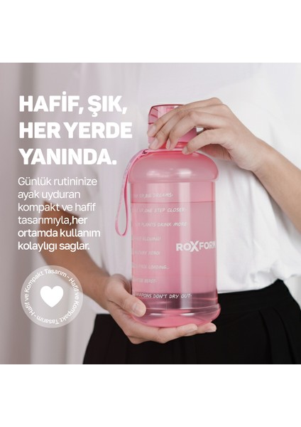 Suluk Matara 2200 Ml, Premium Pp Malzeme, Sağlıklı Bpa & Bps Içermez, Kılıflı, Çift Kapaklı, Koku Yapmaz, Sızdırmaz ve Dayanıklı, Pembe Kılıf, Pembe