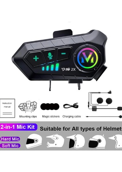 Y10 2x Motosiklet Kask Intercom Çift Eşleşme Rgb Işıklı Bluetooth Kulaklık 5,3