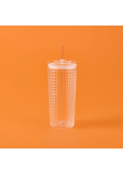 Pipetli Cam Bardak - Şeffaf - 550 ml