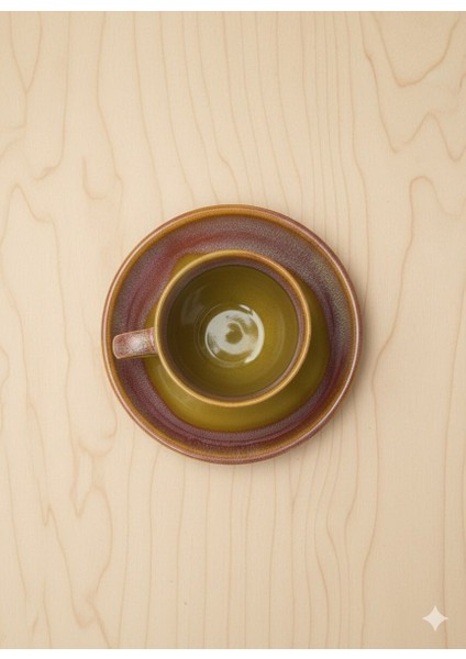 El Yapımı Seramik Kahve Fincan Takımı 2 Kişilik | Otantik Yeşil Dokulu Fincan ve Tabak Seti fırsatları