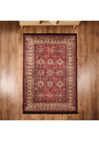 Soft Line Afgan Desenli Halı - Kırmızı - 160X230 cm