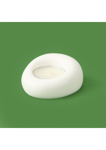 Deco Taş Mumluk - Beyaz - 5 cm