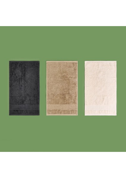 Soft Samantha 3'lü Havlu Seti - Krem / Bej / Antrasit - 30X50 cm modelleri