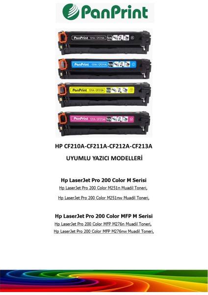 Hp Laserjet Pro 200 Color Mfp M276NW Siyah-Mavi-Sarı-Kırmızı Takım Muadil Toner fiyatları