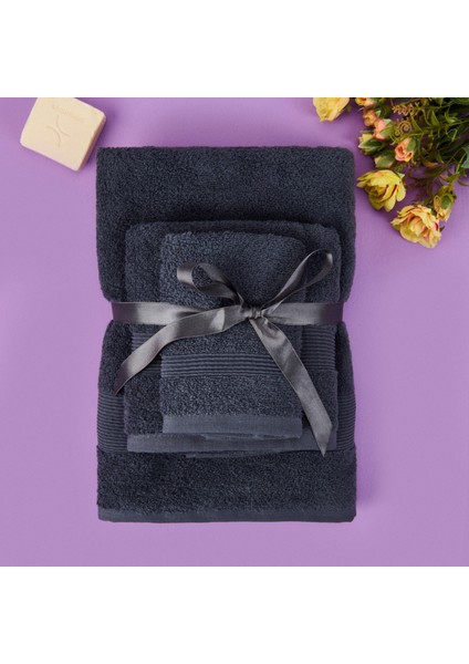 Soft 3'lü Havlu Seti - Antrasit