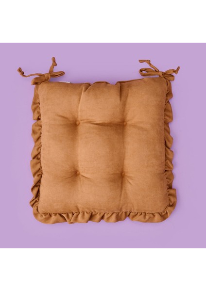 Soft Nora Sandalye Minderi - Açık Kahverengi - 40X40 cm