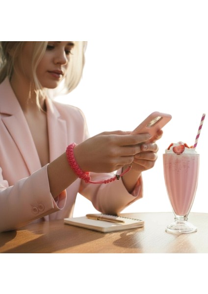 Neon Pembe Bileklik Telefon El Askısı Tüm Kılıflara Uyumlu