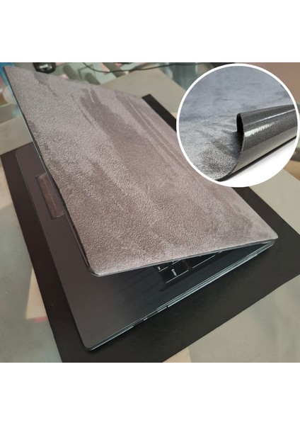 Laptop Kapak Koruyucu Kaplama Yapışkanlı Alkantara Kumaş 33X48 Cm. Gri