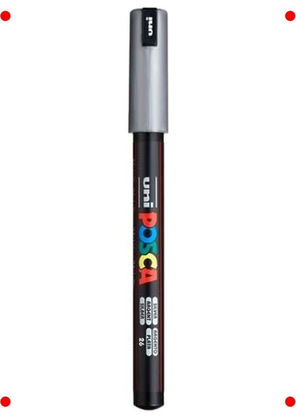 Su Bazlı Poster Markörü Gümüş - Ekstra Ince Uç