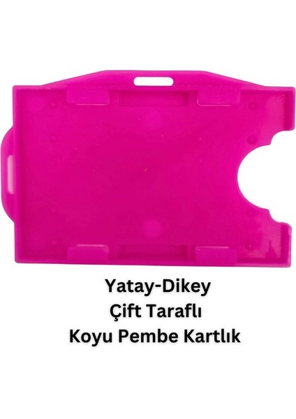 Koyu Pembe Yatay Dikey Çift Taraflı Kart Koruyucu