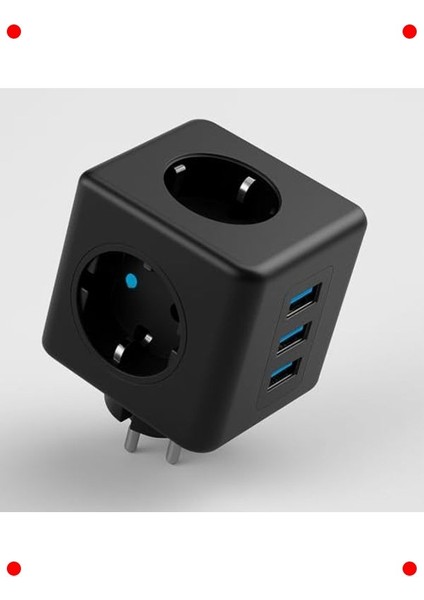 Çocuk Korumalı 3 Prizli Grup Şarj - 2 USB + Type-C