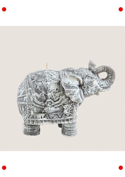 Boho Fil Temalı Dekoratif Mum - Gri