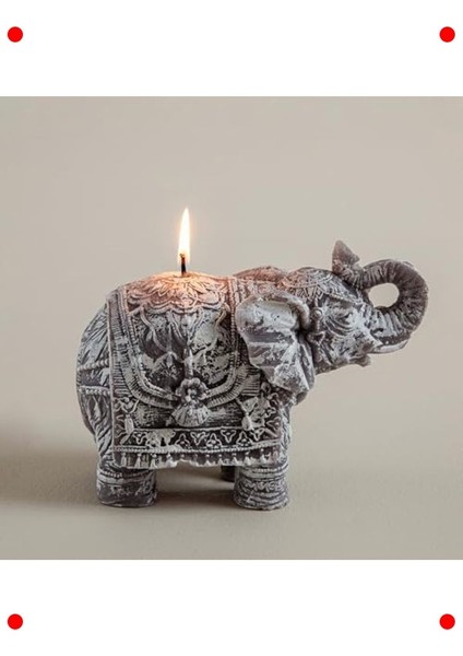 Boho Fil Temalı Dekoratif Mum - Gri fiyatları