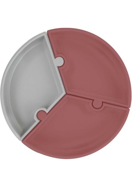 Puzzle Vakum Tabanlı Silikon Tabak Velvet Rose / Powder Grey