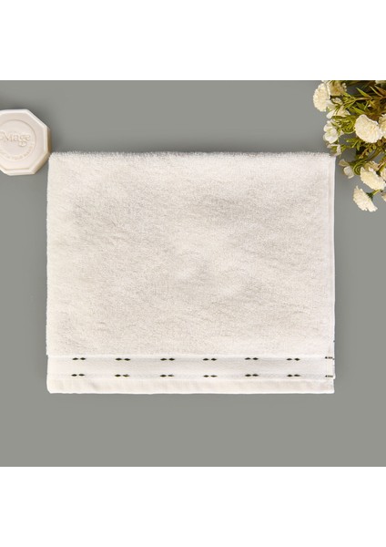 Soft Tiny Yüz Havlusu - Ekru / Yeşil - 50X90 cm