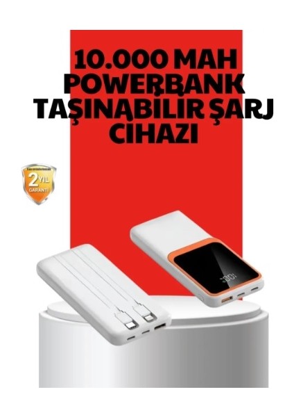 10000 Mah Taşınabilir Powerbank – Çift Çıkışlı Type-C ve Lightning Uyumlu