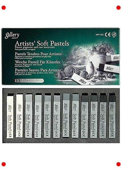 Kuru Pastel Seti - 12 Gri Ton