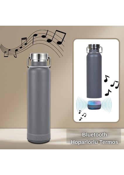 Bluetooth Hoparlörlü Paslanmaz Çelik Termos 600 Ml-Çift Katmanlı