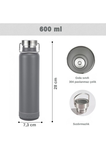Bluetooth Hoparlörlü Paslanmaz Çelik Termos 600 Ml-Çift Katmanlı indirimleri