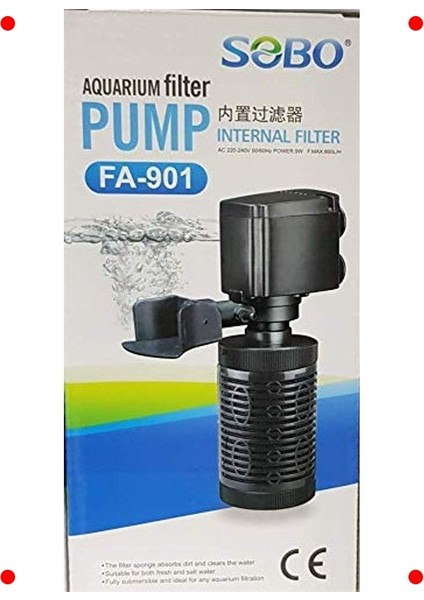 Akvaryum Iç Filtre 9W, Saatte 800 Litre Kapasite