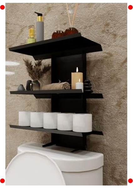 Klozet Üstü Banyo Düzenleyici Raf - Siyah, Çok Amaçlı