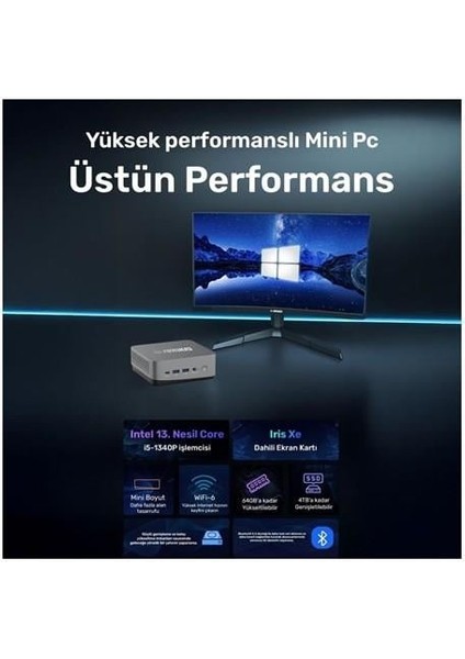 Raxıus Mp AD16 I5 XE-134P001 Core I5 1340P 64GB Ram 512GB Nvme O/b UHD Fdos Mını Pc fiyatları
