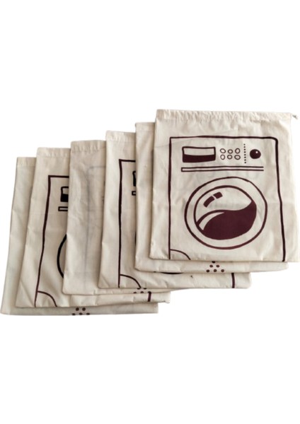 6 Adet Eni 45 cm Yüksekliği 50 cm Ham Bez Kirli Camaşır Torbası Resimdekinin Aynısı modelleri