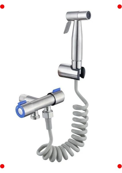 Paslanmaz Çelik Bide Seti - Çift Çıkışlı